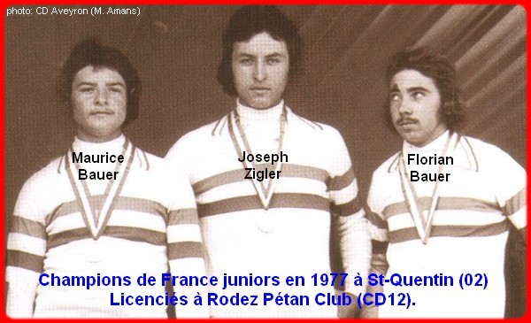 Champions de France pétanque juniors triplettes en 1977