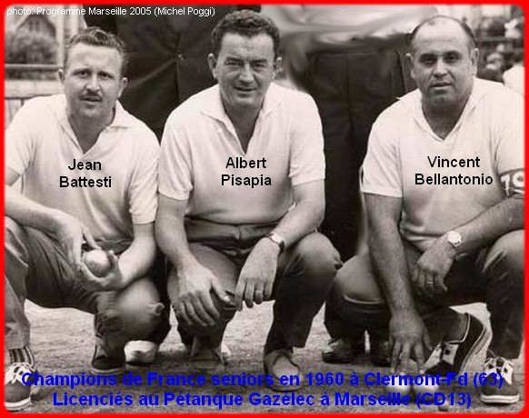 les champions de France pétanque seniors triplettes 1960