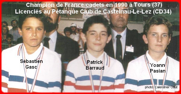 Champions de France pétanque cadets triplettes 1990