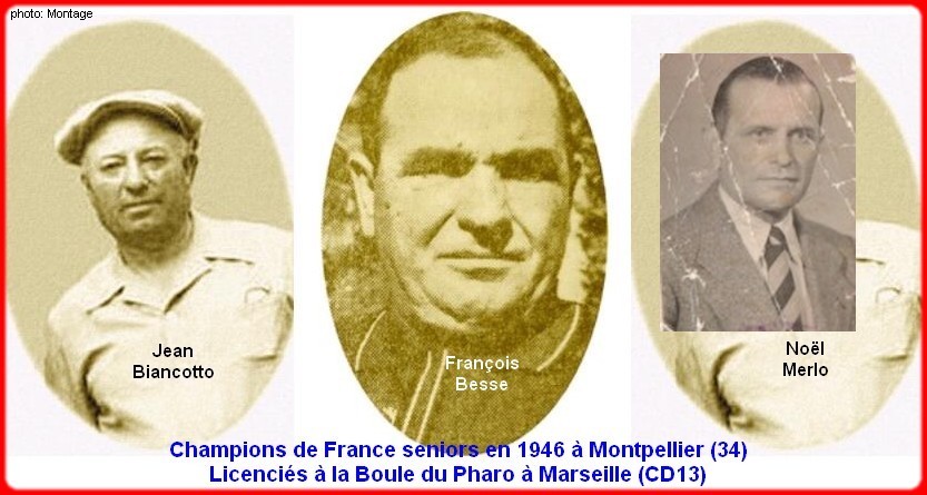 champions de France triplettes seniors pétanque 1946
