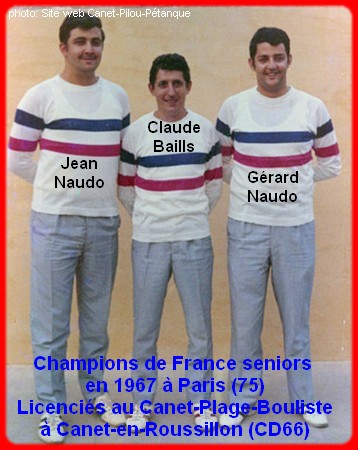 champions de France triplettes seniors pétanque 1967