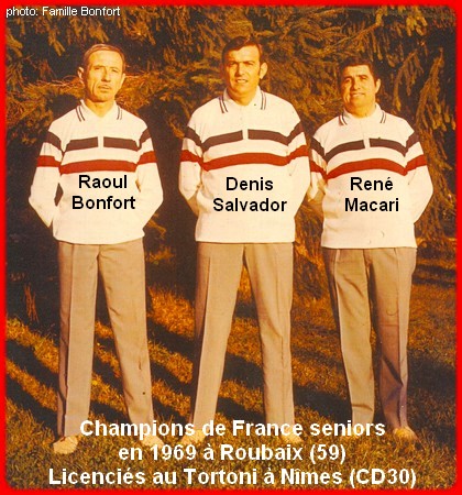 champions de France triplettes seniors pétanque 1969