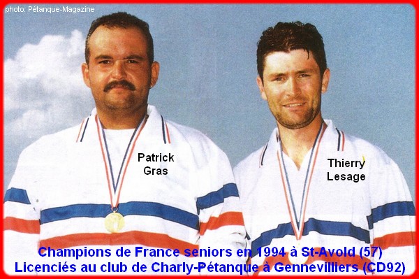 champions de France doublettes seniors pétanque 1994