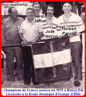 champions de France triplettes seniors pétanque 1979