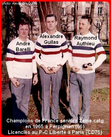 champions de France triplettes seniors pétanque 2ème catg 1965