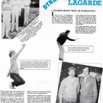 Coupure de presse pétanque Lagarde années 80