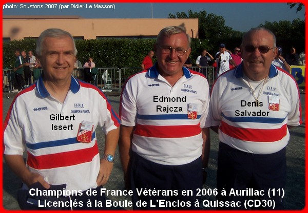 Champions de France pétanque vétérans triplettes en 2006
