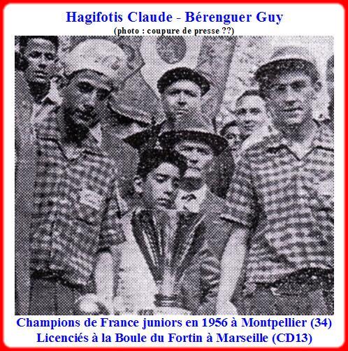 Champions de France pétanque doublettes juniors en 1956