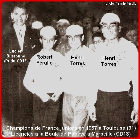 Champions de France pétanque triplettes juniors en 1957