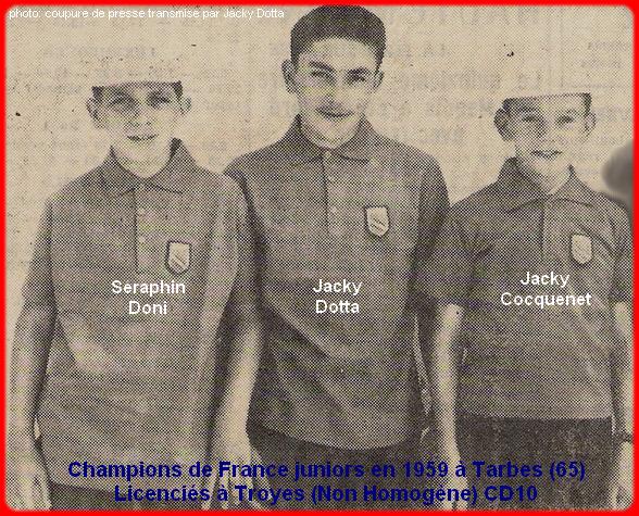 Champions de France pétanque juniors triplettes en 1959