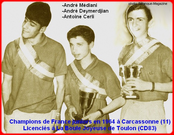 Champions de France pétanque juniors triplettes en 1964