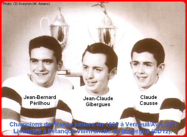 Champions de France pétanque triplettes juniors en 1965