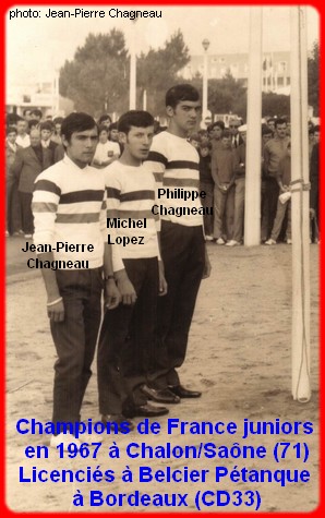 Champions de France pétanque juniors triplettes en 1967