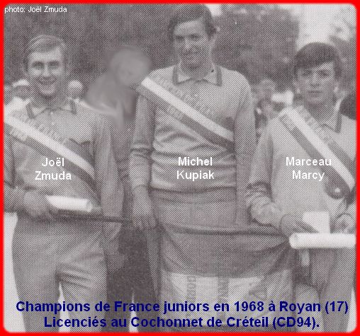 Champions de France pétanque juniors triplettes en 1968