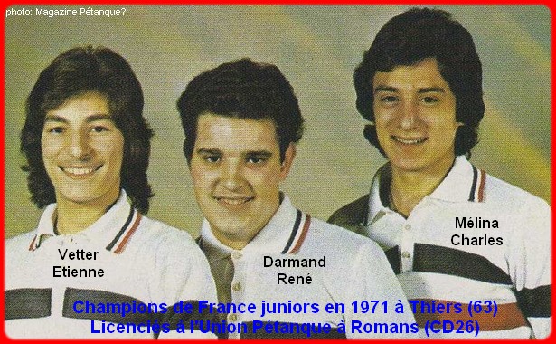 Champions de France pétanque juniors triplettes en 1971