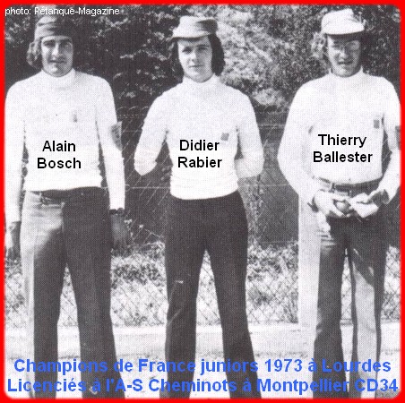 Champions de France pétanque juniors triplettes en 1973