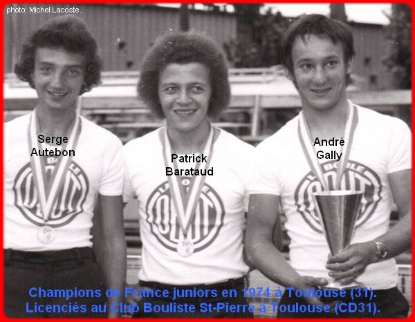 Champions de France pétanque juniors triplettes en 1974