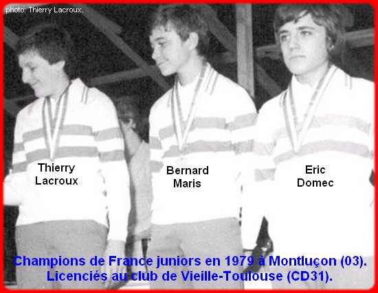 Champions de France pétanque triplettes juniors en 1979