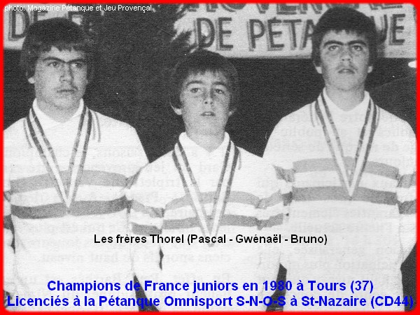 Champions de France pétanque juniors triplettes en 1980