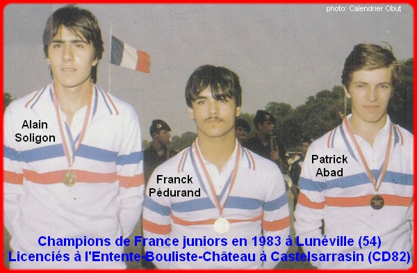 Champions de France pétanque triplettes juniors en 1983