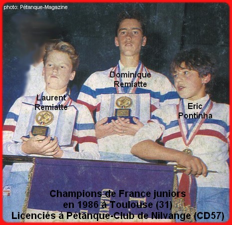 Champions de France pétanque triplettes juniors en 1986
