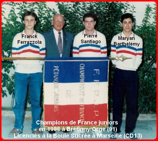 Champions de France pétanque triplettes juniors en 1988