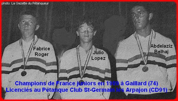 Cahmpions de France pétanque triplettes juniors 1989