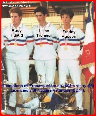 Champions de France pétanque triplettes juniors en 1993 à Vichy
