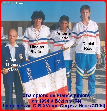 Champions de France pétanque juniors en 1994 à Béziers