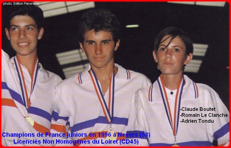 Champions de France juniors triplettes pétanque, en 1996 à Nevers