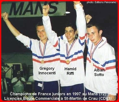 Champions de France pétanque triplettes juniors, en 1997 au Mans