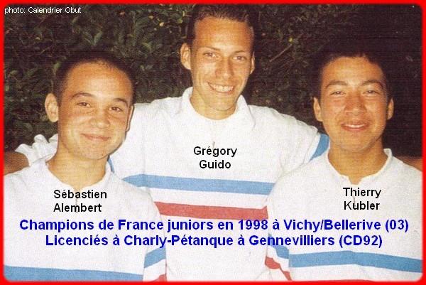 Champions de France pétanque triplettes juniors,en 1998 à Vichy