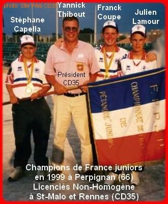 Champions de France pétanque triplettes juniors, en 1999 à Perpignan
