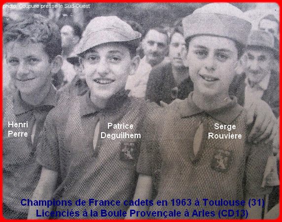 Champions de France pétanque cadets triplettes en 1963