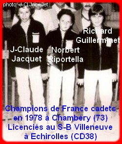 Champions de France pétanque triplettes cadets en 1978