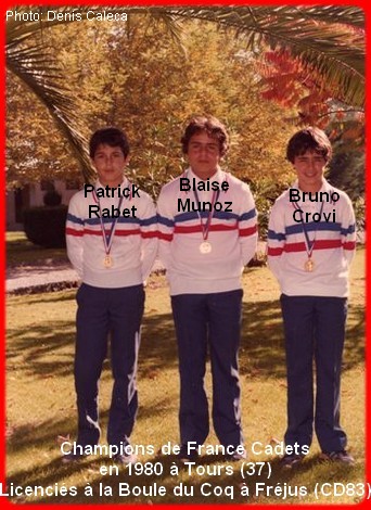 Champions de France pétanque triplettes cadets 1980