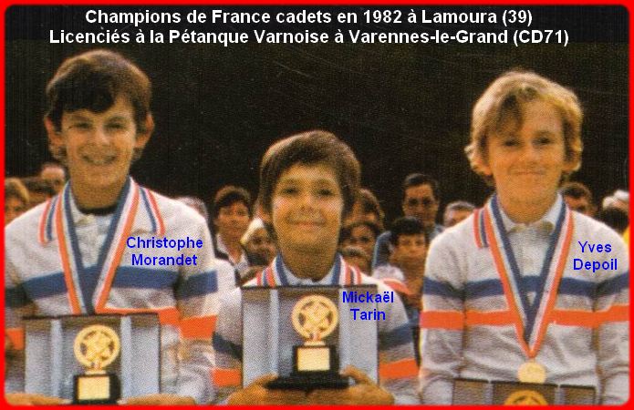 Champions de France pétanque triplettes cadets 1982