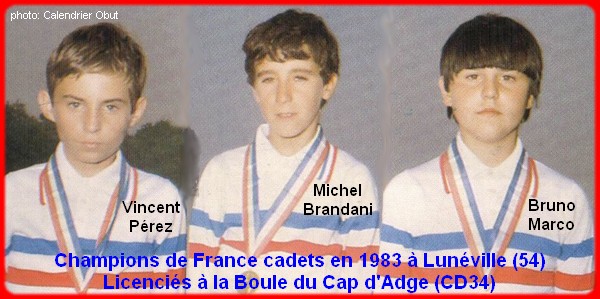 Champions de France pétanque triplettes cadets 1983