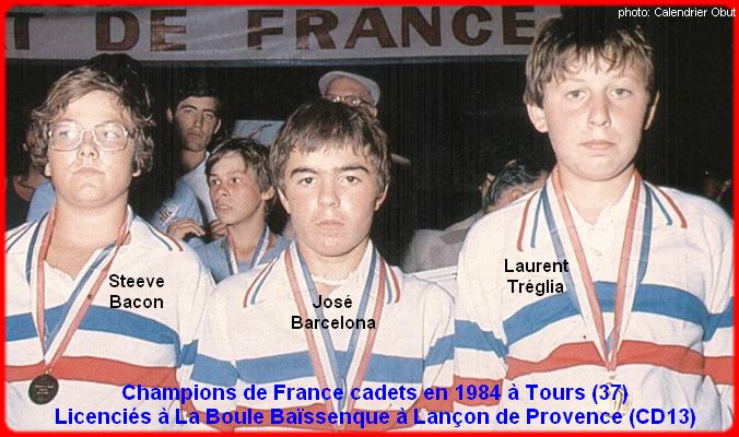 Champions de France pétanque triplettes cadets 1984