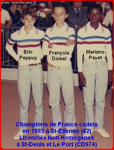 Champions de France pétanque triplettes cadets en 1985