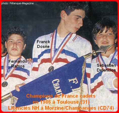 Champions de France pétanque triplettes cadets 1986
