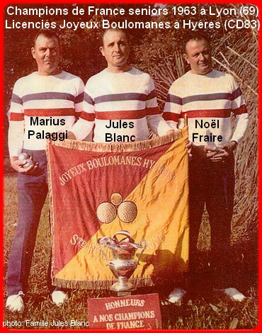les champions de France pétanque seniors triplettes 1963