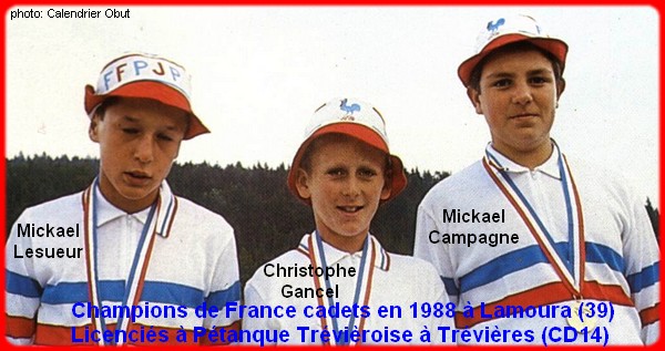 Champions de France pétanque triplettes cadets 1988