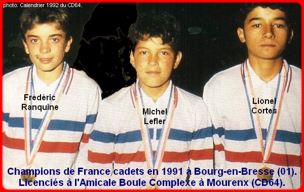 Champions de France pétanque cadets triplettes 1991