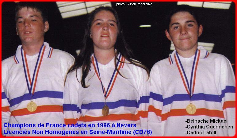 Champions de France pétanque triplettes cadets, en 1996 à Nevers