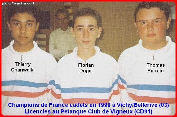 Champions de France pétanque triplettes cadets, en 1998 à Vichy