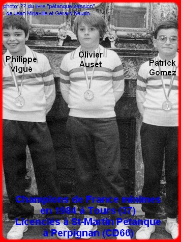 Champions de France pétanque triplettes minimes 1984