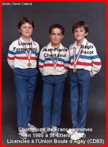 Champions de France pétanque triplettes minimes 1985