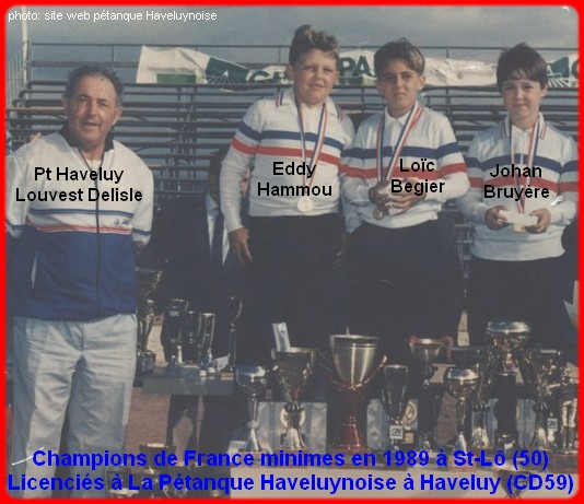 Champions de France pétanque triplettes minimes 1989