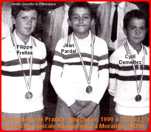 Champions de France pétanque triplettes minimes 1990